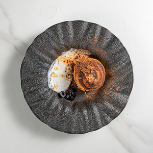 2024 recién llegados Apto para lavavajillas diseño de piedra de roca cerámica porcelana creativa platos de Pasta negra para restaurante Hotel <span class=keywords><strong>Bistro</strong></span> - Product Image 2