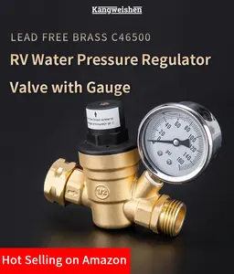 Regulador de pressão de água para RV, redutor de pressão de água, regulador de pressão de água 3/4 com medidor
