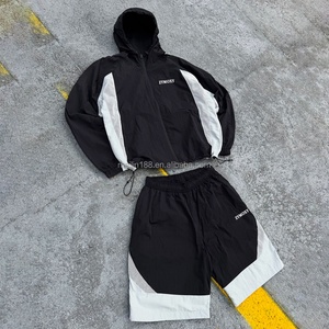 Wholesale Custom Windbreaker Shorts <b>Set</b> Mesh Nylon Tracksuit Lightweight Cut and <b>Sew</b> Zip up Jacket and Shorts Windbreaker <b>Set</b> - Product Image 1