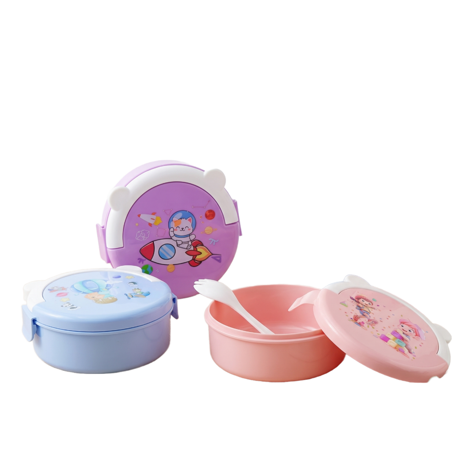 Kids Cartoon Lunch Box Set PP Bento Meal Container Leak Proof Portable ...