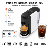 Machine à café à capsules compacte et mini, 0,65 L, réservoir d'eau amovible, multi-fonctions pour la maison, le dortoir, le bureau