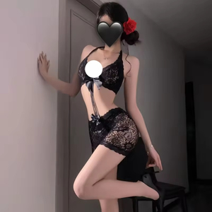 Combinaison noire sexy en dentelle, lingerie écologique fine, facile à enfiler, entrejambe ouvert, uniforme de tentation chaude, vêtements de nuit pour femme - Product Image 4