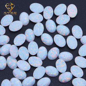 Vente en gros d'opale ovale de haute qualité perles d'opale synthétique blanche pierre d'opale synthétique pierre précieuse - Product Image 3