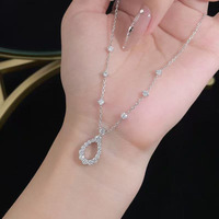 Collier pendentif ajustable en platine Pt950 avec diamant de laboratoire taille brillant rond, certifié IGI, 7,227g, chaînes de mode délicates et élégantes