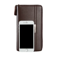 Dompet genggam kulit PU trendi untuk pria, dompet genggam kulit PU dengan lapisan ganda, dompet penyimpan kartu modis untuk pria