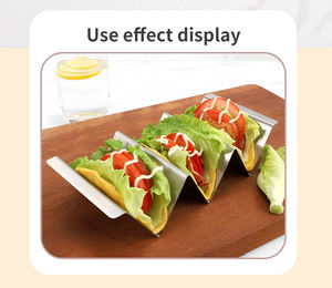 Soporte de Taco de acero inoxidable, estante de metal para 3 <span class=keywords><strong>tacos</strong></span>, técnica de grabado de camping sostenible, utensilios de cocina - Product Image 1