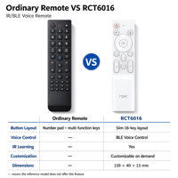 Télécommande intelligente 16 touches avec commande vocale BLE et apprentissage IR, télécommande sans fil pour systèmes audio-vidéo embarqués OEM ODM
