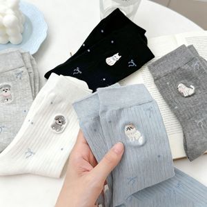 Crew Socks Women Mid Calf Sweet Puppy Kitten Print Sweat Absorbent Casual Youth Style - Product Image 2