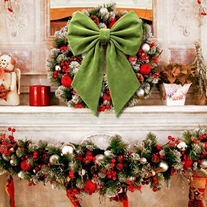 Large Christmas Bow Ornament Velvet Giant Wreath Bows <b>Xmas</b> Tree Topper Hanging Bows for Christmas Home Wall <b>Outdoor</b> - Product Image 4