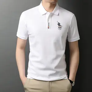 Camiseta polo de manga curta para homens, camiseta formal masculina casual