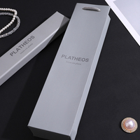 Boîte rigide sur mesure gris mat texturé avec couvercle et base, gaufrée, pour collier spécialisé en perles, coffret d'identité Héritage