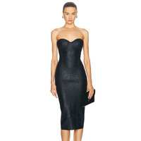 Robe d'été pour femmes Celebrity Sexy Strapless Backless Black Midi Bandage Bodycon Dress Elegant Evening Club Party Dress Manufacturer