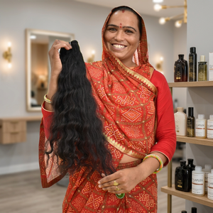 Extensiones humanas de doble trama de color natural estilo templo indio virgen 100% al por mayor, fabricante directo de paquetes ondulados naturales - Product Image 1