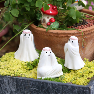 Özel çiçek taçlandırılmıştır wraithler hayalet heykeli Spooky cadılar bayramı reçine heykelcik hayır duymak hayır konuşmak hayır ilham görmek - Product Image 4