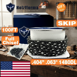 Catena per motosega a dente pieno da 100FT, modello D0100HED6V7, spessore .063'' (.404'), con 40 set di maglie di collegamento abbinate, 25 scatole per motoseghe - Product Image 5