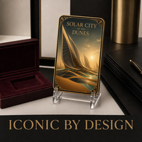 Cartes de collection en métal personnalisées, impression HD Solar City of the Dunes, en acier inoxydable, pour collectionneurs de TCG, cadeau de luxe