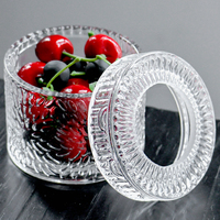 Élégant pot en verre décoratif pour bougies, idéal pour la maison, les mariages, couleur personnalisée, petit pot à fruits secs ou bonbons en verre transparent avec couvercle