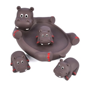 BPA Free Safe New Design Toys Kid Cartoon Hippo Family Set Animal Baby Bathtub Bathroom Time Shower Educational Toys Bath Toy