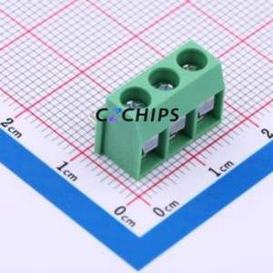 MX126R-5.0-03P-GN01-Cu-S-A Screw Terminal Block Bent Lead Through Hole,P=5mm Connector 1x3P 5mm Green Right Angle Insert - Product Image 1