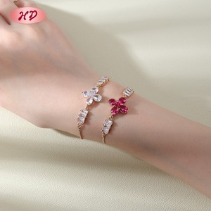 Radiant Luck Bloom Wholesale 18K Gold Plated Cubic Zirconia Four Leaf <strong>Clover</strong> Fashion Jewelry <strong>Bracelets</strong> - Product Image 1