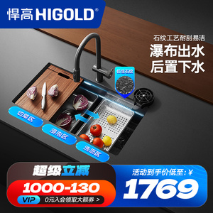 Handmade Black Titanium <b>Kitchen</b> <b>Sink</b> 304 Stainless Steel Single Undermount Countertop Set - Product Image 4