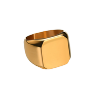 Bague pour homme en acier inoxydable, poli miroir, brossé, motif carré, motif Roi Démon, plaqué or 18 carats, vente en gros