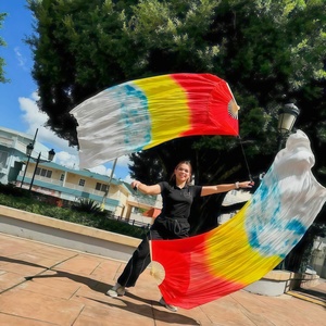 Abanico de Seda y Bambú de Alta Calidad Hecho a Mano en China, 100% Seda, 1.2m, <span class=keywords><strong>para</strong></span> Danza del Vientre, Abanico de Mano <span class=keywords><strong>para</strong></span> Espectáculos de Danza - Product Image 3