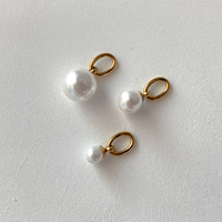 EMANCO 3 breloques en perles d'imitation cultivées avec anneaux de jonction en acier inoxydable pour colliers et boucles d'oreilles pour femmes