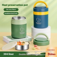 Yolecen – Boîte à lunch isotherme portable en acier inoxydable à double compartiment, cuiseur thermique sous vide épaissi pour étudiants