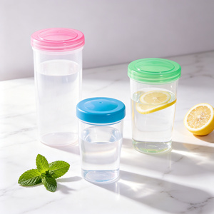 Juego de Recipientes de Plástico Transparente de 700 ml, Vasos Desechables para Muestras y Enjuague Bucal, con Tapa, Aptos para Lavavajillas, para Uso Médico Diario - Product Image 1