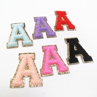 Patchs personnalisés en cuir PU brodés de l'alphabet à paillettes de 5/6/7cm patchs en chenille pour lettres thermocollantes pour vêtements et uniformes