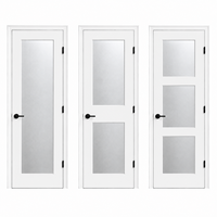 Porte intérieure pré-encadrée en MDF massif blanc apprêté 1 Lite, avec vitre dépolie, pour salle de bain et maison
