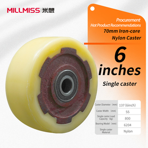 8-Zoll/10-Zoll/12-Zoll Nylon-Doppelwellen-Industrierollen aus Gusseisen, robuste Schwerlastrollen; Sicherungsring-Durchgangslochrollen - Product Image 6