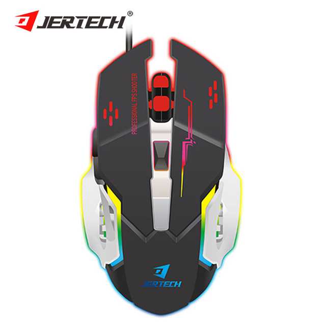 JERTECH JR810 Breathing LED Light PC Mouse Laptop Universal USB Wired Mouse High Response Buttons 1200 to 3200 DPI Optical Mouse