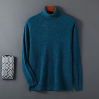 Pull en pure laine à col montant pour homme, collection automne-hiver, chemise tricotée de base, personnalisation OEM ODM, vente en gros usine