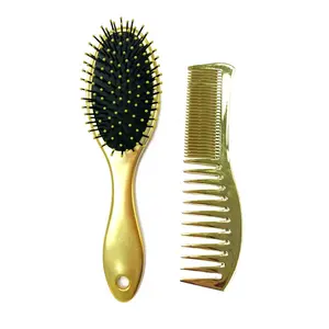 Oro cepillos desenredar el cabello conjuntos de pelo cepillo con desenredar Nylon masaje almohadilla paleta de peines de pelo secador de cepillo