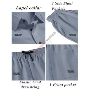 Conjunto de dos piezas para hombre de verano, camisa y pantalones cortos, ropa transpirable, color gris, conjuntos de camisa corta para hombre - Product Image 2