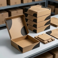 Boîte cadeau pliable en carton kraft, boîte d'emballage à couvercle rabattable géométrique