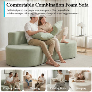 Sofá Modular Seccional para Sala de Estar, Diseño sin Respaldo con Borde Redondo, Espuma Viscoelástica Comprimida - Product Image 5