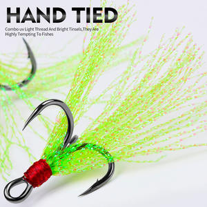 Anzuelos triples <span class=keywords><strong>de</strong></span> pesca Super <span class=keywords><strong>Fluke</strong></span> <span class=keywords><strong>de</strong></span> acero <span class=keywords><strong>de</strong></span> alto carbono 2 #4 #6 #8 #10 # FTK con cuero a granel - Product Image 6