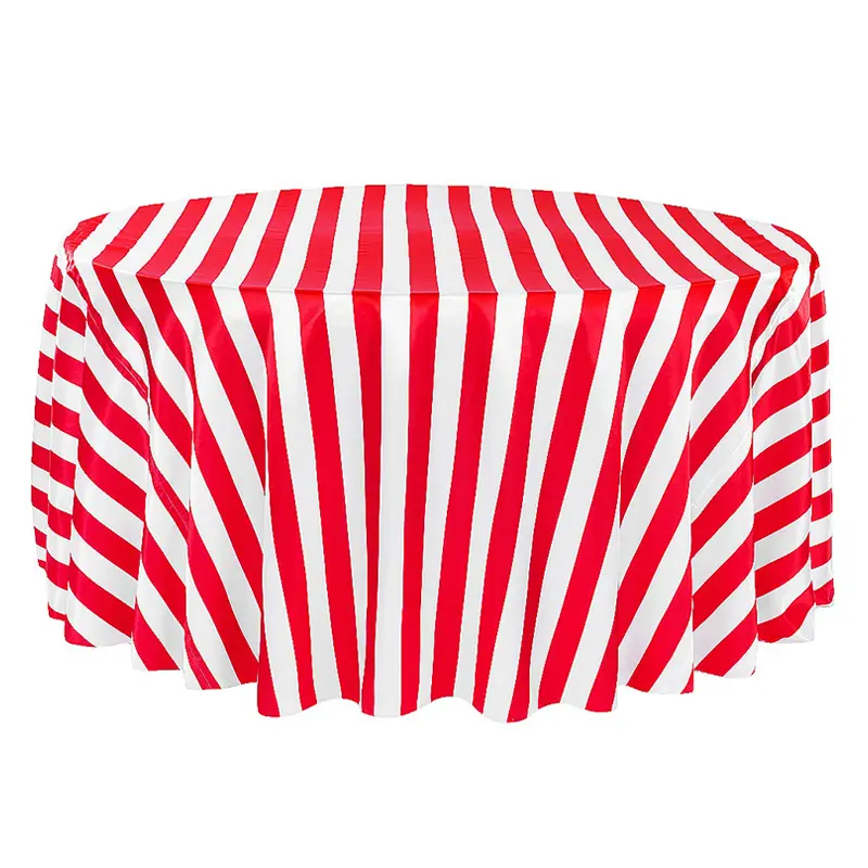 Modern Classic Style Red and White Stripes Christmas Table Cloth Factory