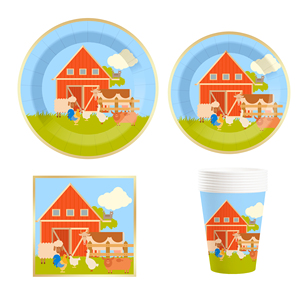 ชุดจานชามกระดาษลายสัตว์เลี้ยงในฟาร์ม DAMAI สำหรับงานเลี้ยงวันเกิดเด็ก ชุดอุปกรณ์บนโต๊ะอาหารแบบใช้แล้วทิ้ง พร้อมจานกระดาษ แก้วกระดาษ สำหรับงานปาร์ตี้ธีมฟาร์ม - Product Image 4