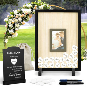 Livre d'or alternatif pour mariage avec cœurs en bois, panneaux de livre d'or pour mariage, <span class=keywords><strong>anniversaire</strong></span>, fête de naissance, baby shower - Product Image 1