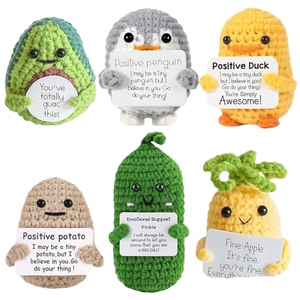 Muñeca de Ganchillo Positiva, Regalo de Apoyo Emocional, Muñecas Tejidas de Frutas y Verduras con Tarjeta Positiva - Product Image 4