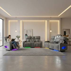 Sofá reclinable cuadrado eléctrico inteligente con luces LED de colores, totalmente funcional, se puede bajar y plegar, adecuado para cualquier espacio. - Product Image 5