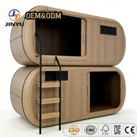 Lit-capsule de luxe à double étage, design grain de bois courbé, pour hôtel ou aéroport, en bois, OEM
