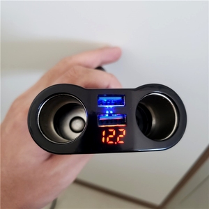 Hiển thị kỹ thuật số 120W 2 cách dẫn xe nhẹ hơn đôi Ổ cắm điện Splitter Adapter + kép USB QC3.0 sạc nhanh - Product Image 5