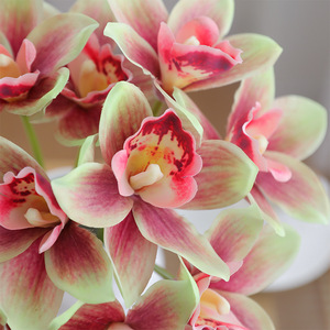 Bouquet de Cymbidium Artificiel Mohuage, 6 Tiges, Haute Simulation, Fleurs en Soie Plastique pour Décoration de Bureau et Maison - Product Image 4