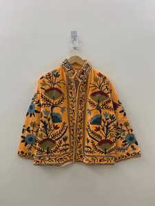 เสื้อแจ็คเก็ตสั้นลายสัตว์ผ้ากำมะหยี่ซูซานี งานฝีมือสไตล์โบโฮชิค ปักลายหรูหรา เสื้อโค้ทติดกระดุมสำหรับฤดูหนาว ผ้าฝ้าย ดีไซน์หรูหรา เหมาะสำหรับใส่เป็นเลเยอร์ ของขวัญสุดพิเศษ - Product Image 1