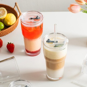 Vaso de Vidrio Reutilizable Ecológico de 20oz con Tapa y Pajita, Logotipo Personalizado, para Café Helado, Boba, Smoothie, Regalo de Moda para las Fiestas 2026 - Product Image 4